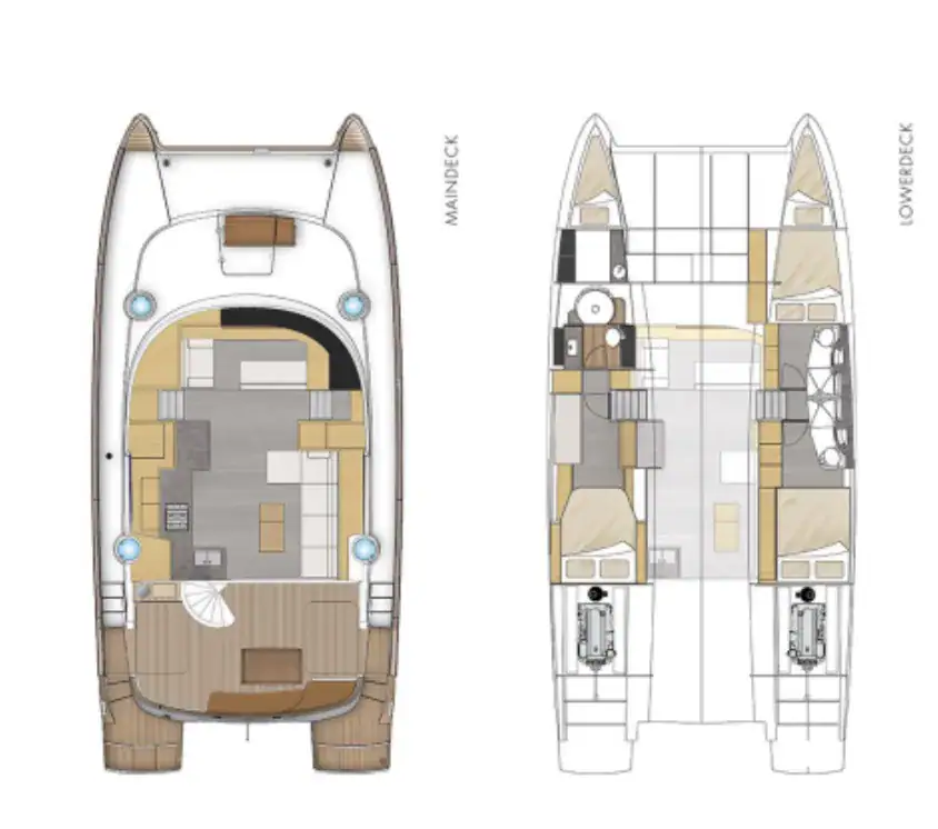 Screaming Reels Catamaran Floor Plan Fontaine Pajot Maryland 46 floor plan used for Seychelles offshore expeditions